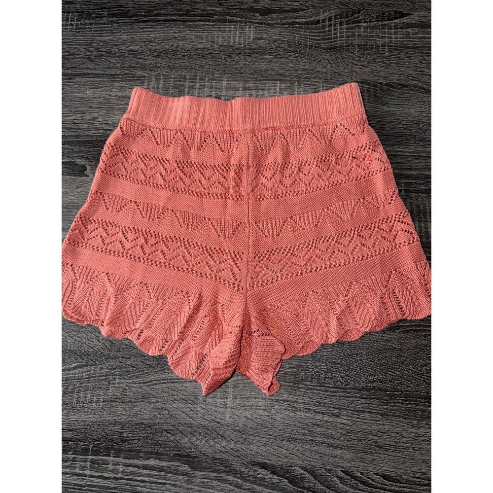 No Boundaries Pointelle Knit Crochet Shorts Scalloped Hem Small Boho Beach